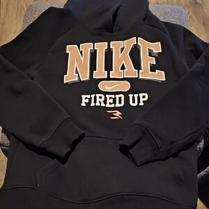 Nike Black Sweatshirt Hoodie Black and White Mustard Accents Size 8 / 10 Boy